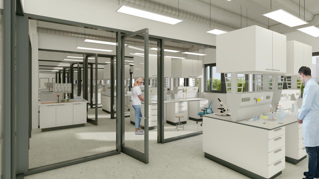 Visualisation of a future laboratory in the new building R2